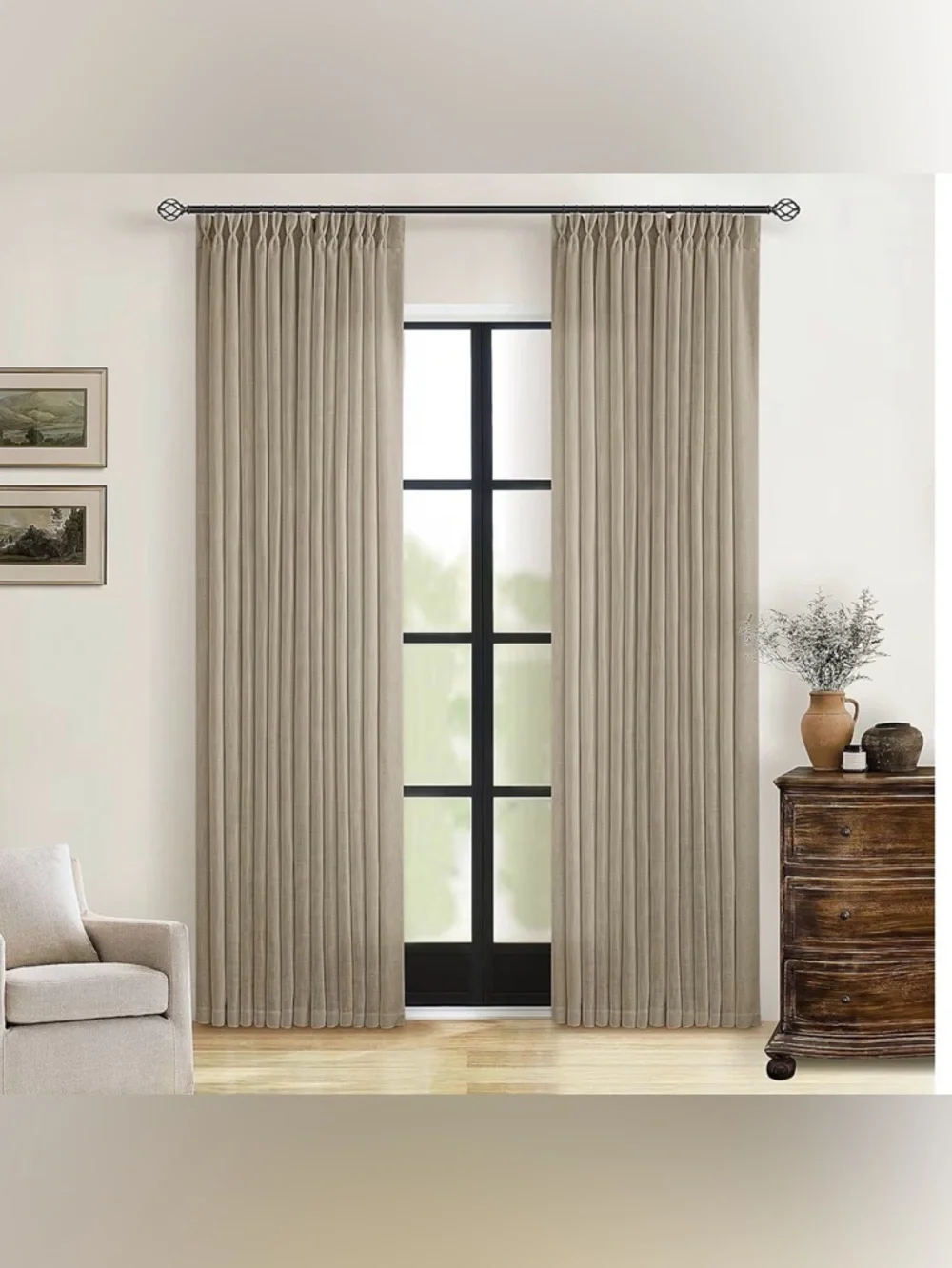 TWODRAPES | Textured Linen Burlap Curtains 84 Inches Long 2 Panels Neutral